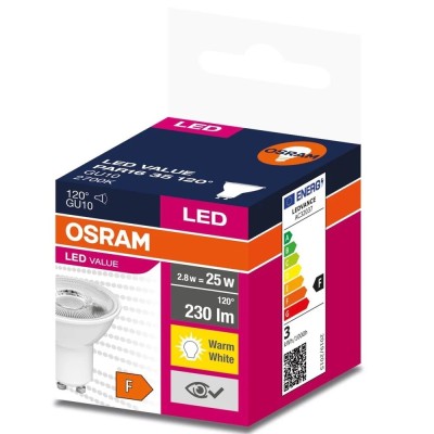 Żarówka LED GU10 2,8W 2700K kąt świecenia 120° OSRAM Biały