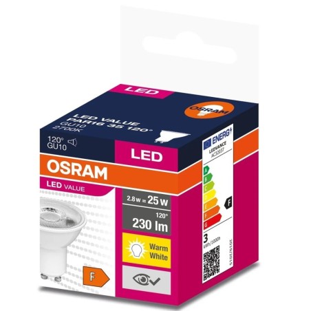 Żarówka LED GU10 2,8W 2700K kąt świecenia 120° OSRAM Biały