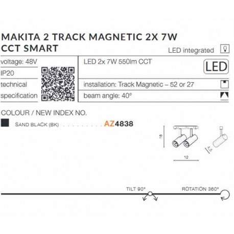 Alfa MAKITA 2 TRACK MAGNETIC 2X 7W CCT BLUETOOTH SMART