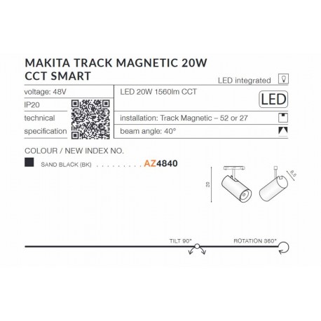Alfa MAKITA TRACK MAGNETIC 20W CCT BLUETOOTH SMART